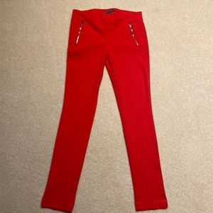 FENN WRIGHT MANSON STUDIO womens red stretchy dress pants with zippered pockets